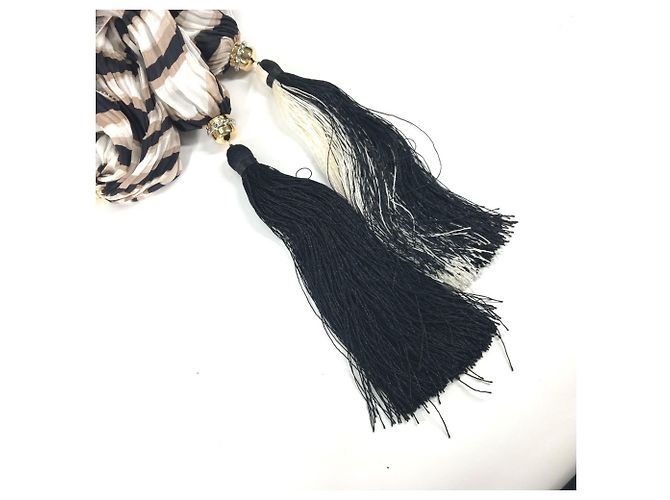 Stola in seta marrone e bianca Louis Vuitton Bianco - vista 7