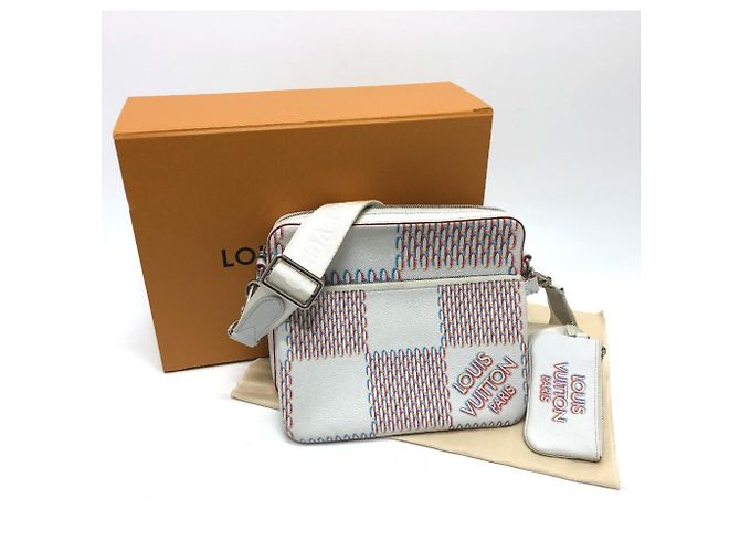 Borsa Messenger a Spalla Damier Giant Spray Trio di Louis Vuitton Bianco Giallo - vista 16