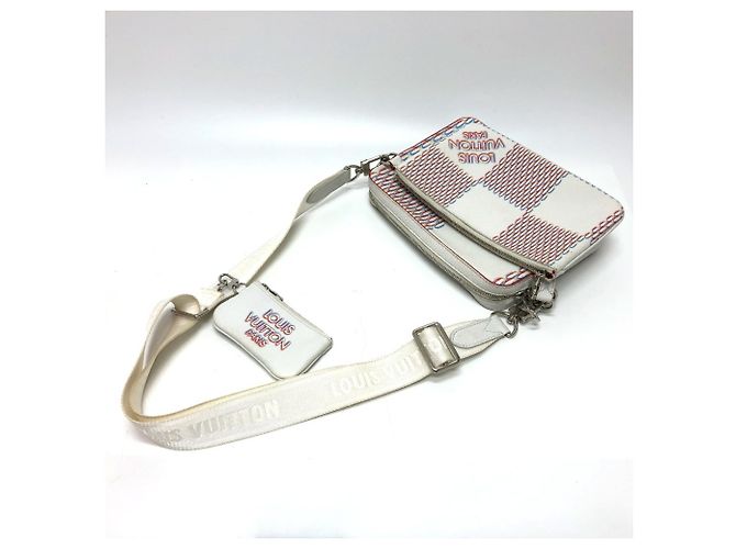 Borsa Messenger a Spalla Damier Giant Spray Trio di Louis Vuitton Bianco Giallo - vista 7