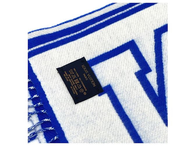 Stola in lana/cashmere blu Louis Vuitton - vista 9