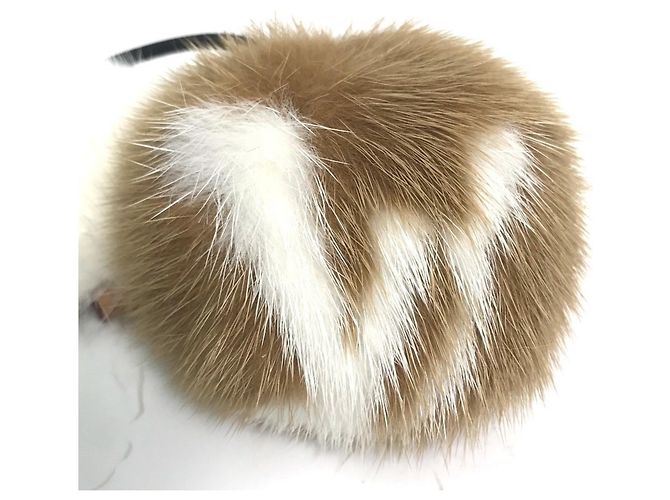 Louis Vuitton Brown and White Fur Hair Tie - view 3