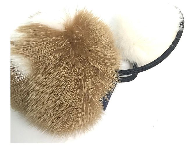 Louis Vuitton Brown and White Fur Hair Tie - view 4