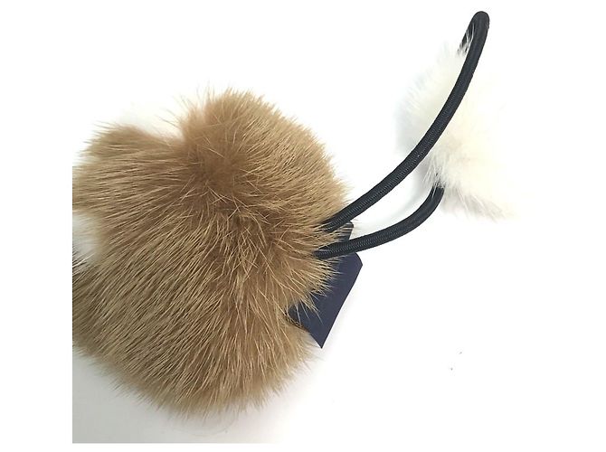 Louis Vuitton Brown and White Fur Hair Tie - view 5