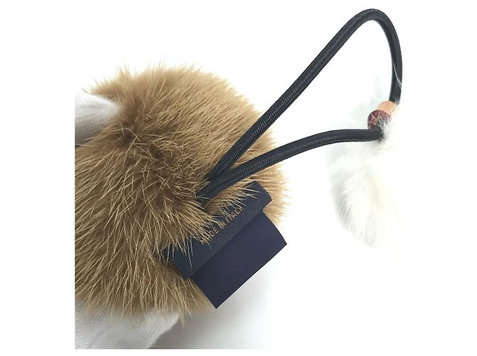 Louis Vuitton Brown and White Fur Hair Tie - view 6