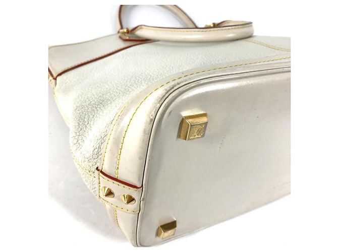 Borsa Tote Lockit MM Suhali di Louis Vuitton Bianco Giallo - vista 11