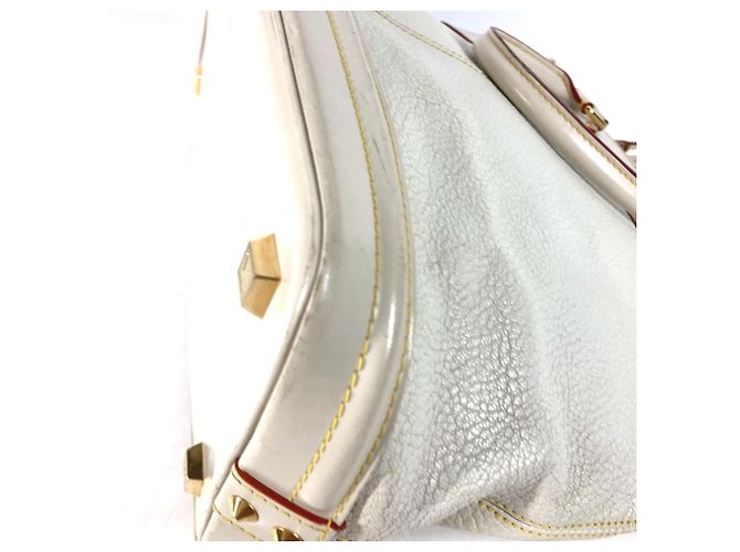 Borsa Tote Lockit MM Suhali di Louis Vuitton Bianco Giallo - vista 9