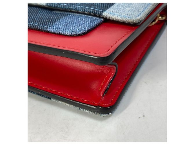 Portafoglio a Catena Flore in Denim Monogram Louis Vuitton Rosso Blu - vista 9