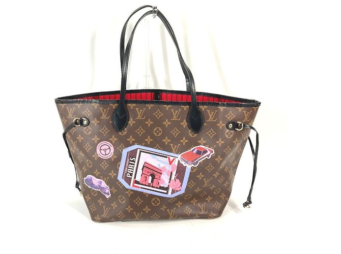Borsa tote Neverfull MM My Monogram World Tour di Louis Vuitton Marrone Nero - Ansicht 2