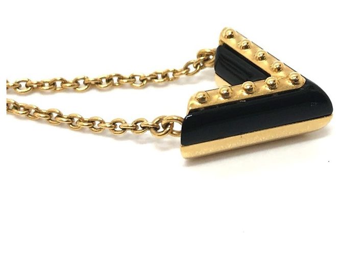 Collar Péndulo Esencial V Circle LV de Louis Vuitton Negro Dorado - vista 5