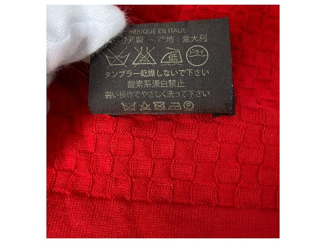 Stola in cotone/cashmere rosso Louis Vuitton - vista 10