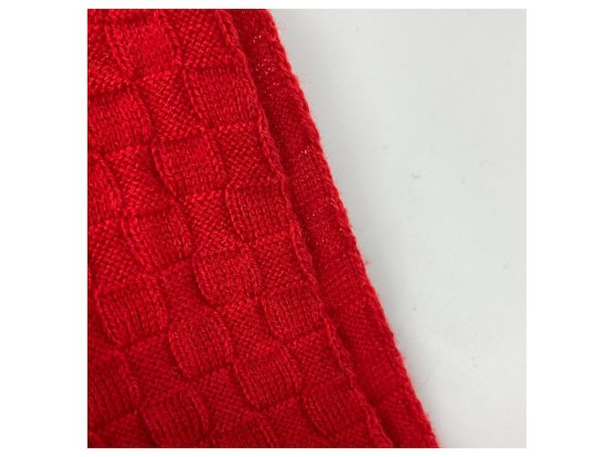 Stola in cotone/cashmere rosso Louis Vuitton - vista 12