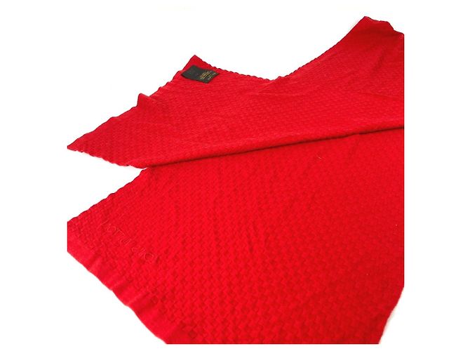 Stola in cotone/cashmere rosso Louis Vuitton - vista 4