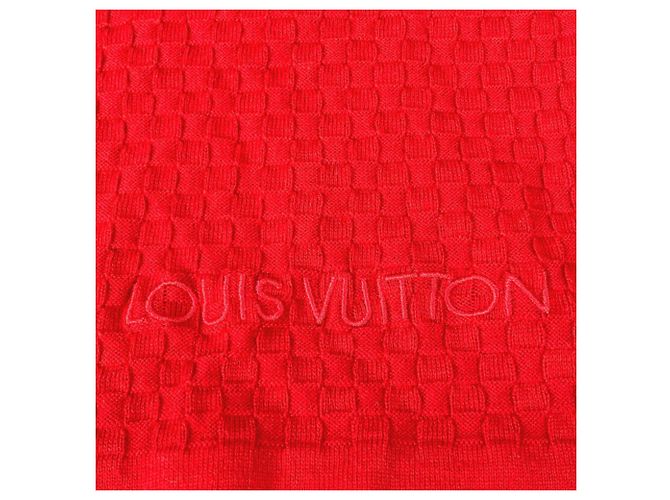 Stola in cotone/cashmere rosso Louis Vuitton - vista 5