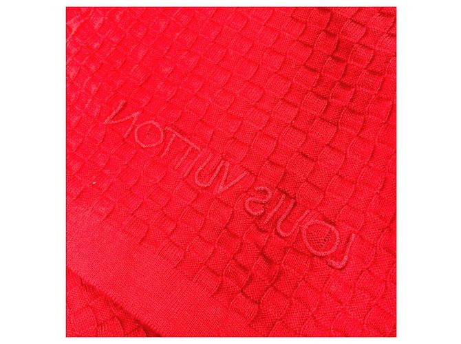 Stola in cotone/cashmere rosso Louis Vuitton - vista 6