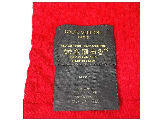 Stola in cotone/cashmere rosso Louis Vuitton - vista 9