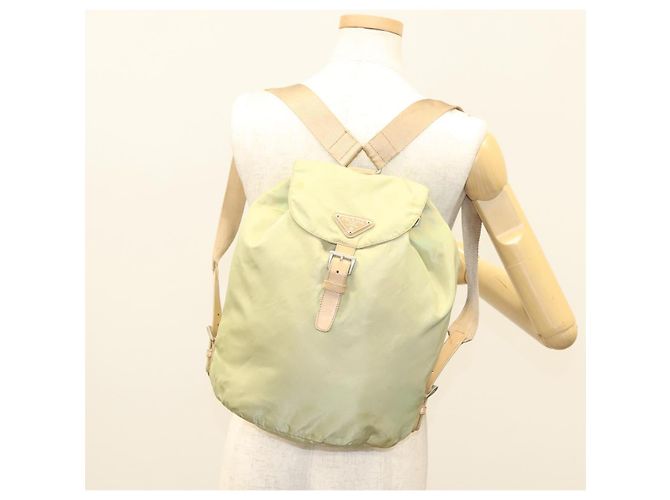PRADA Backpack Nylon Beige Silver Auth bs28213 Silvery - view 28