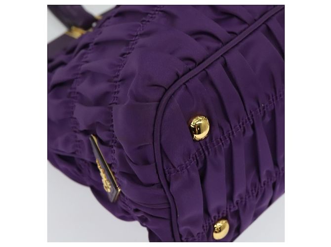 PRADA Bolso de Mano Nylon 2en1 Púrpura Dorado Auth 137460 - vista 16