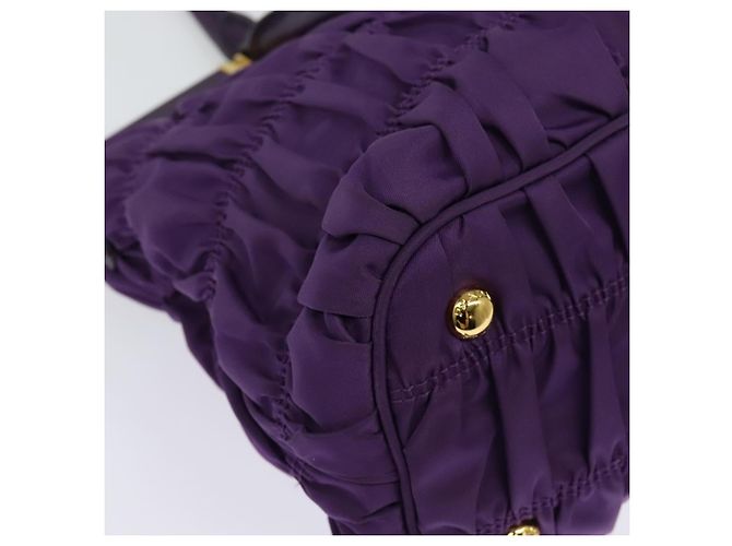 PRADA Bolso de Mano Nylon 2en1 Púrpura Dorado Auth 137460 - vista 18