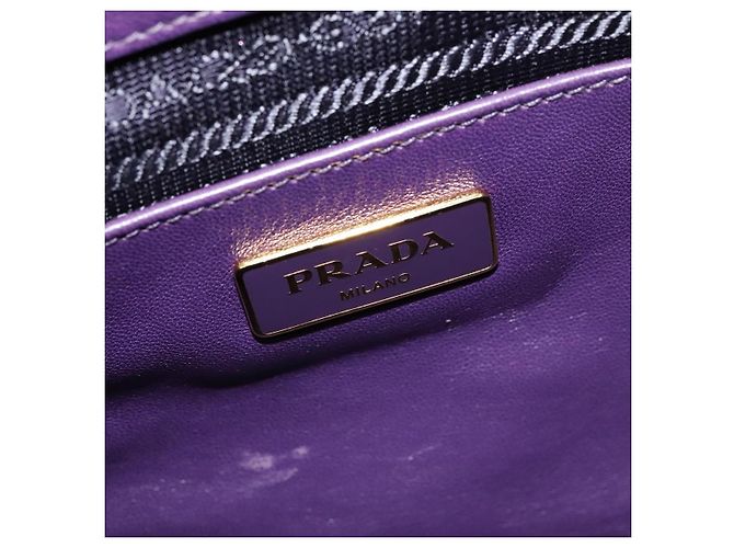 PRADA Bolso de Mano Nylon 2en1 Púrpura Dorado Auth 137460 - vista 21