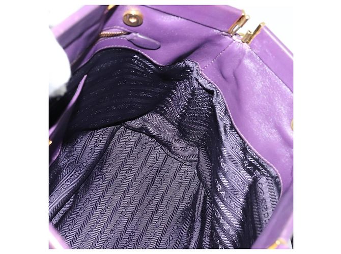 PRADA Bolso de Mano Nylon 2en1 Púrpura Dorado Auth 137460 - vista 22
