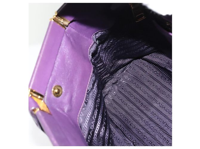 PRADA Bolso de Mano Nylon 2en1 Púrpura Dorado Auth 137460 - vista 23