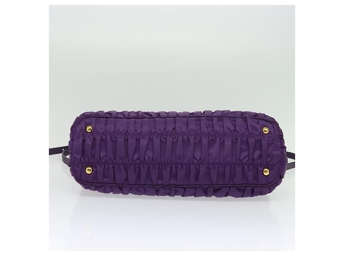PRADA Bolso de Mano Nylon 2en1 Púrpura Dorado Auth 137460 - vista 5