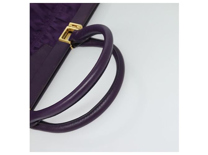 PRADA Bolso de Mano Nylon 2en1 Púrpura Dorado Auth 137460 - vista 7