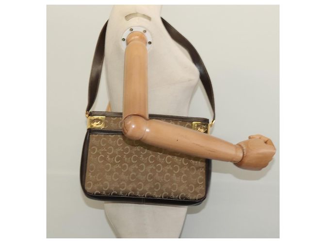 Céline Borsa a Spalla Celine C Sulky in Tela Beige Oro Auth 136204 D'oro - vista 20