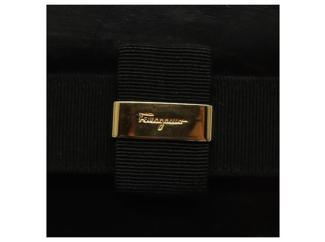 Borsa a mano Vala in pelle nera e oro Salvatore Ferragamo Auth BA4594 Nero D'oro - vista 9