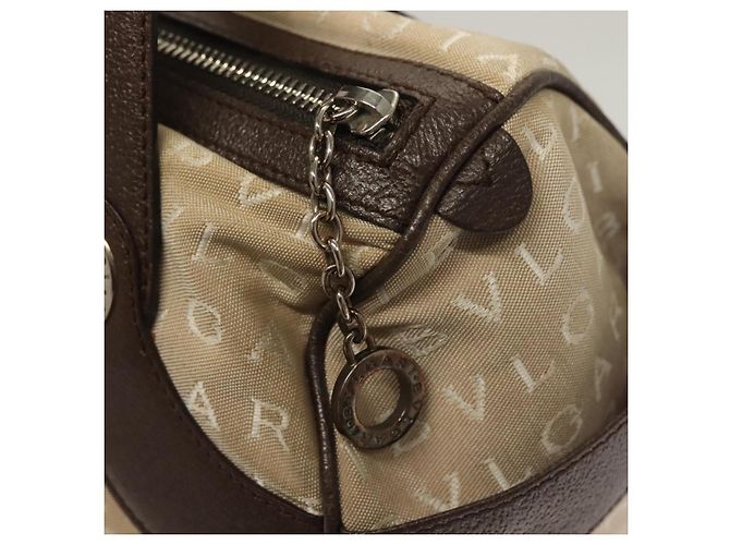Bulgari Borsa a mano BVLGARI Logo Mania in tela beige e oro Auth bs28543 D'oro - vista 10