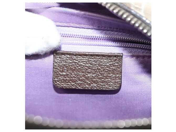 Bulgari Borsa a mano BVLGARI Logo Mania in tela beige e oro Auth bs28543 D'oro - vista 18