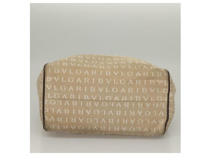 Bulgari Borsa a mano BVLGARI Logo Mania in tela beige e oro Auth bs28543 D'oro - vista 6