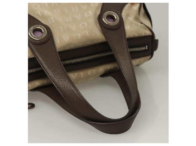Bulgari Borsa a mano BVLGARI Logo Mania in tela beige e oro Auth bs28543 D'oro - vista 8