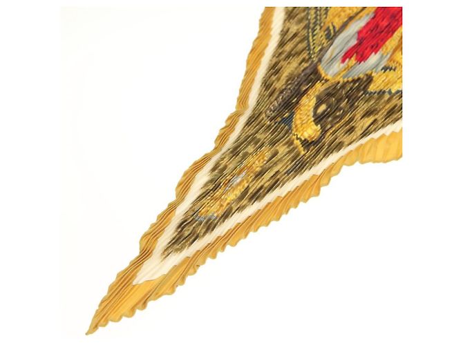 Hermès Bufanda plisada HERMES ""CASQUES PLUMETS"" Seda Amarilla Auténtica 135394 Amarillo - vista 9