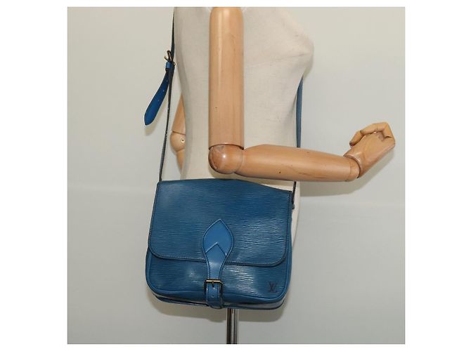 LOUIS VUITTON Bolso de Hombro Cartouchiere MM Epi Azul M52245 LV Auth 136712 - vista 22
