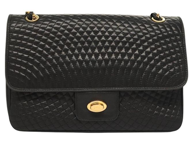 BALLY Borsa a Spalla in Pelle Trapuntata con Catena Nera Oro Auth BA4443 Nero D'oro - vista 13