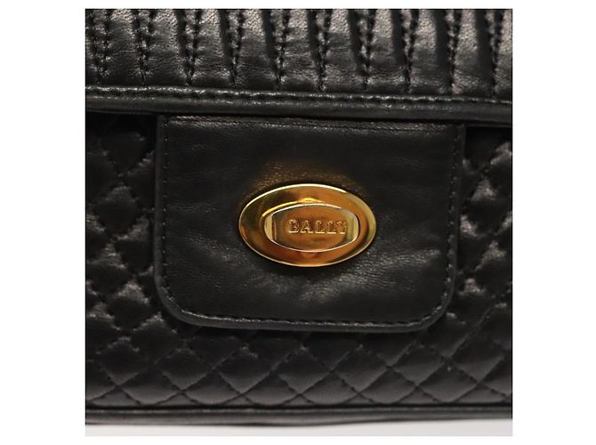 BALLY Borsa a Spalla in Pelle Trapuntata con Catena Nera Oro Auth BA4443 Nero D'oro - vista 17