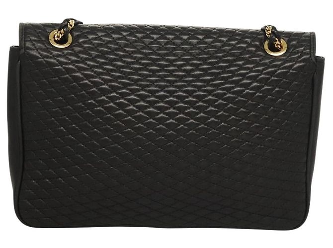 BALLY Borsa a Spalla in Pelle Trapuntata con Catena Nera Oro Auth BA4443 Nero D'oro - vista 2