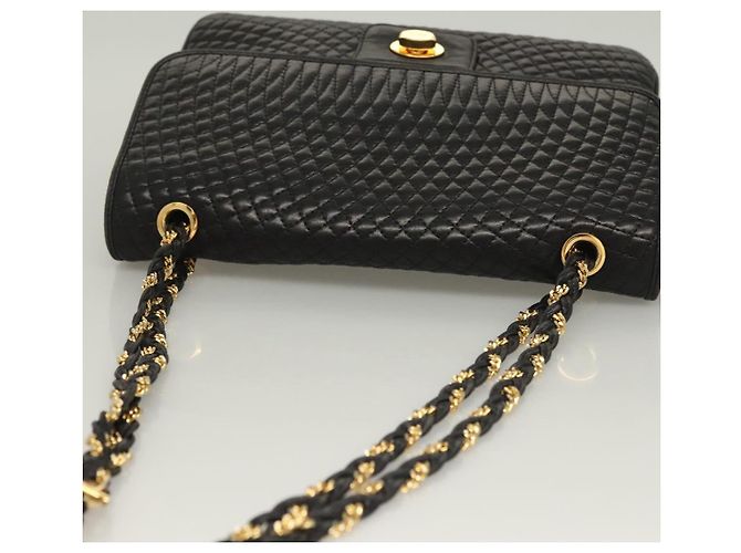 BALLY Borsa a Spalla in Pelle Trapuntata con Catena Nera Oro Auth BA4443 Nero D'oro - vista 6