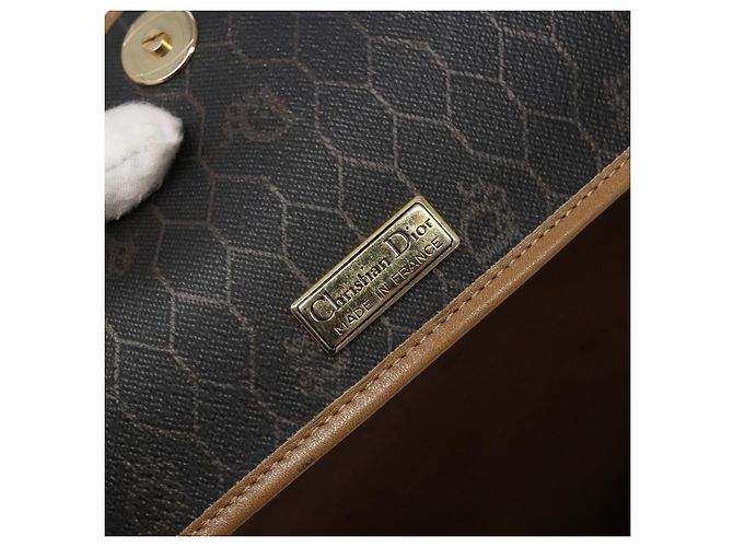 Borsa a Spalla in Tela Honeycomb PVC Nera e Dorata Auth BA4382 Christian Dior Nero D'oro - vista 19