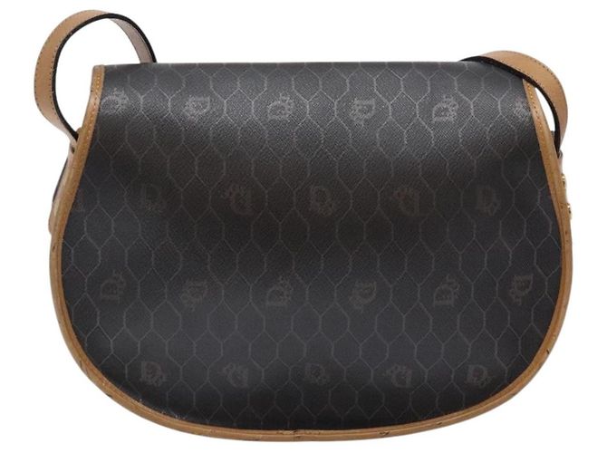 Borsa a Spalla in Tela Honeycomb PVC Nera e Dorata Auth BA4382 Christian Dior Nero D'oro - vista 2
