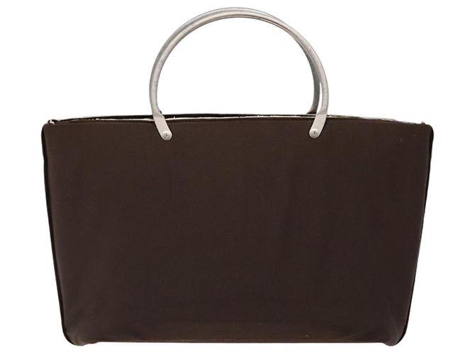 CHANEL Handtasche aus Nylon braun silber CC Auth bs28458 - Ansicht 2