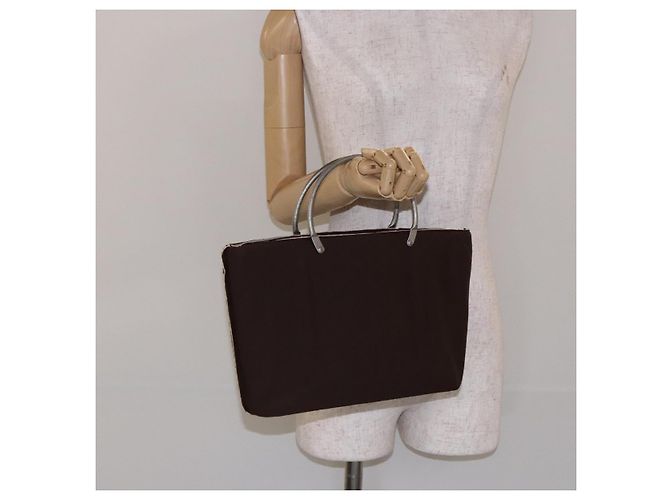 CHANEL Handtasche aus Nylon braun silber CC Auth bs28458 - Ansicht 25