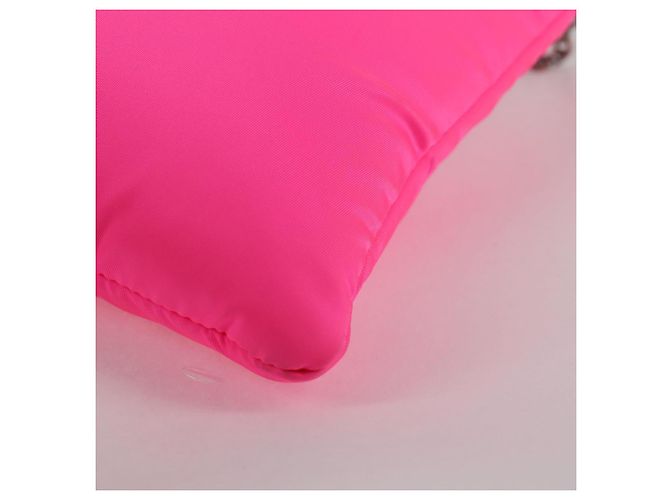 Borsa a spalla con catena Prada in nylon rosa argento autentica 134961M - vista 15