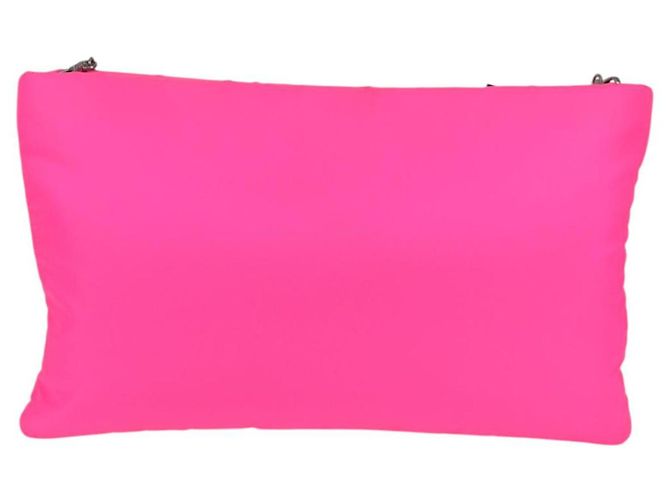 Borsa a spalla con catena Prada in nylon rosa argento autentica 134961M - vista 2