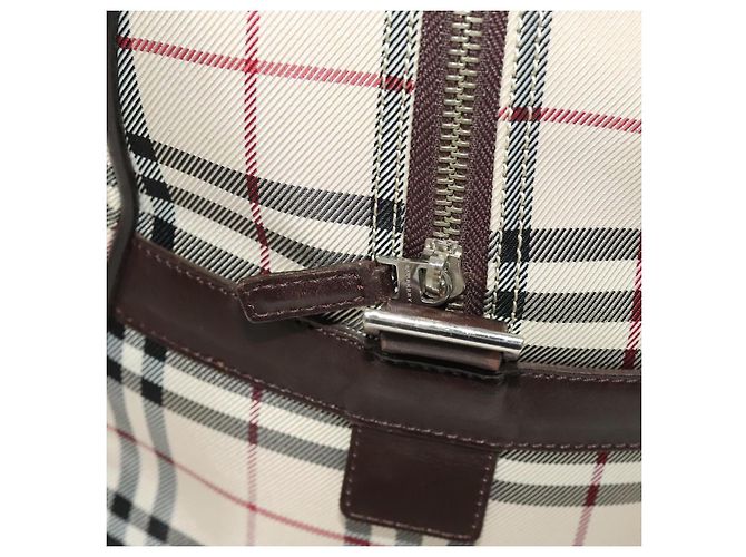 BURBERRY Nova Check Boston Tasche aus Canvas Beige Silber Authentisch ep10002 - Ansicht 10