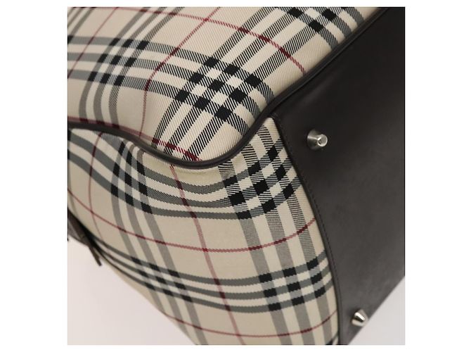 BURBERRY Nova Check Boston Tasche aus Canvas Beige Silber Authentisch ep10002 - Ansicht 14