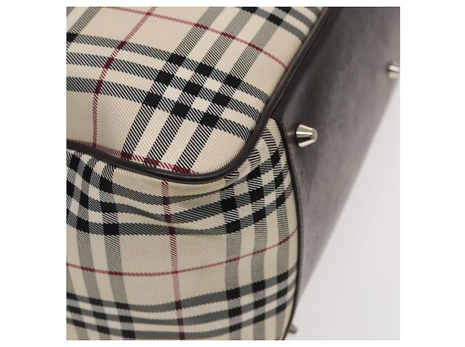 BURBERRY Nova Check Boston Tasche aus Canvas Beige Silber Authentisch ep10002 - Ansicht 16