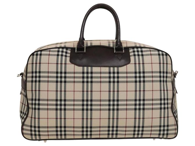BURBERRY Nova Check Boston Tasche aus Canvas Beige Silber Authentisch ep10002 - Ansicht 2