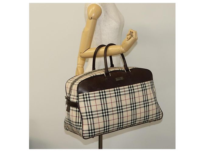 BURBERRY Nova Check Boston Tasche aus Canvas Beige Silber Authentisch ep10002 - Ansicht 20